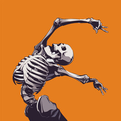 Wall Mural - Halloween Vector illustration with skeleton