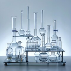 Poster - Chemical laboratory equipment, product, pure white background. Generative AI.