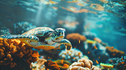 Wall Mural - green sea turtle