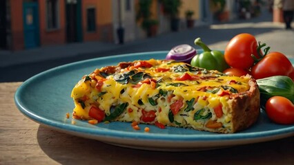 Wall Mural - Delicious frittata in a plate, Italian traditional food vegetable