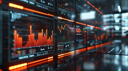 Aufkleber - Financial charts with 3D display. Generative AI.