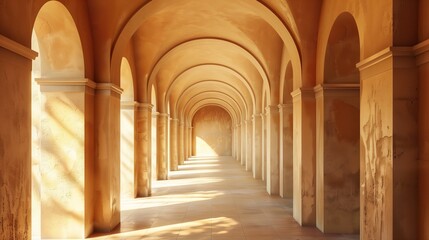  Long Hallway With Arches and Doorway.