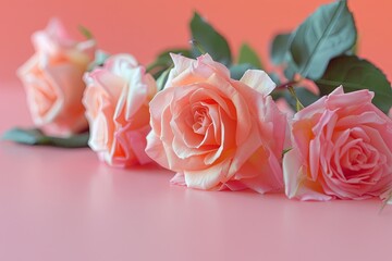 Sticker - Pastel Valentine's Day Background with Peach Roses