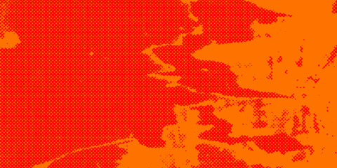 Poster - dots halftone orange color pattern gradient texture with technology digital background. dots pop art