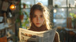© photo for everything - Young businesswoman reading the daily newspaper