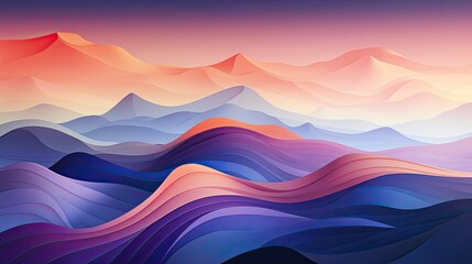 Wall Mural - A colorful abstract landscape with rolling hills.