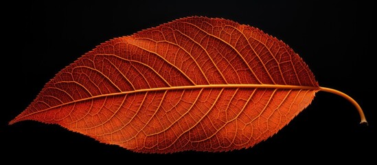 Poster - Orange and red single leaf detailed. Creative banner. Copyspace image