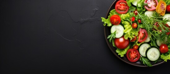 Wall Mural - Fresh salad vegetable top view image. Creative banner. Copyspace image