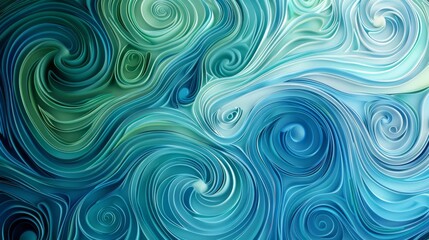 Poster - A vibrant abstract background with swirling patterns of blue and green hues.