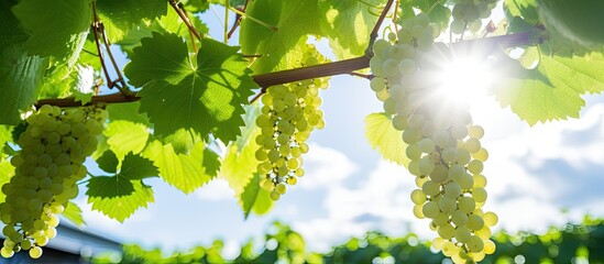 Aufkleber - close up of flowering grape vine grapes bloom in summer day. Creative banner. Copyspace image