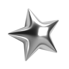 Wall Mural - 3d chrome star with a sleek, shiny silver surface. isolated abstract element in y2k style, ideal for