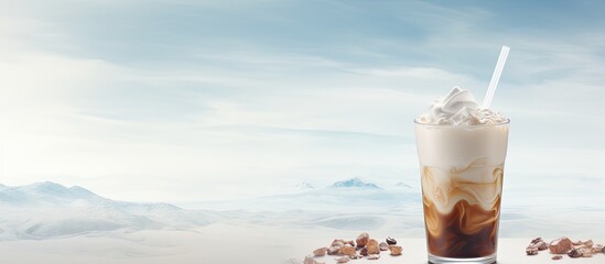 Aufkleber - iced mix coffee with milk. Creative banner. Copyspace image