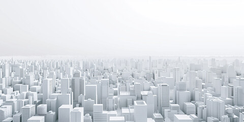 Poster - Birds Eye view of a modern city. Urban concept. White clay 3D rendering.  Created with Generative AI technology.
