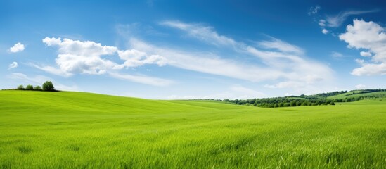 Poster - Green grass in a farm field. Creative banner. Copyspace image