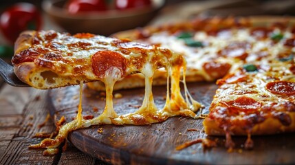 delicious looking pizza slice, cheese dripping