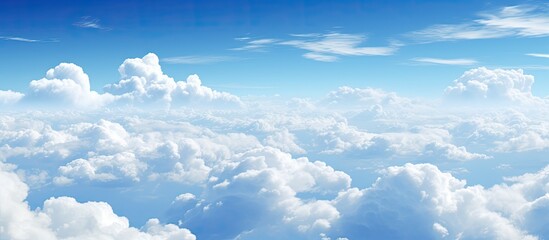 Poster - White clouds in the sky. Creative banner. Copyspace image