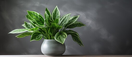 Poster - green aglonema is very suitable to be a home yard decoration. Creative banner. Copyspace image