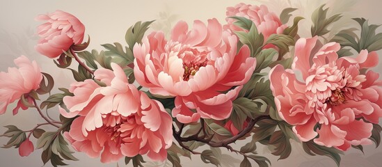 Poster - spring sprouted peony branches. creative banner. copyspace image