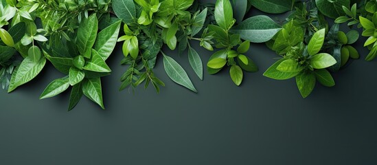 Aufkleber - green leaves on the background. Creative banner. Copyspace image