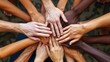 © irina - various hands representing different skin tones symbolizing cultural diversity. arranged together towards the center or intertwined to emphasize unity and the beauty of diversity.