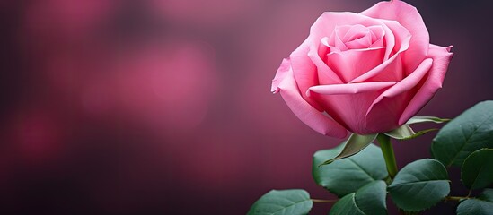 Poster - Pink Rose Flower Close Up. Creative banner. Copyspace image