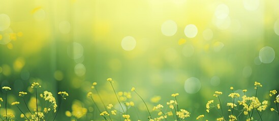 Aufkleber - yellow with green natural background blur effect. Creative banner. Copyspace image