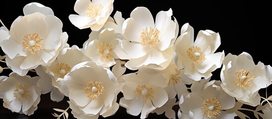 Poster - Paper flowers decorate the room with fragrance. Creative banner. Copyspace image