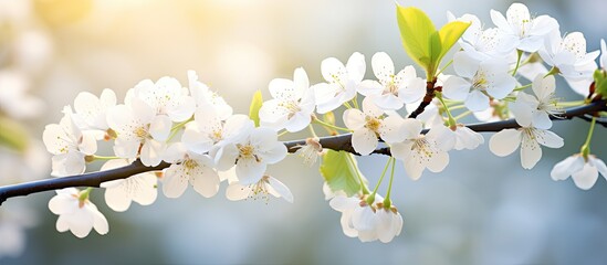Poster - Beautiful first white fresh spring flowers. Creative banner. Copyspace image