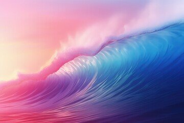 Poster - Blurred colored abstract gradient background, waves shape glowing in ultraviolet spectrum. Background for banner, backdrop or texture for 3D mapping