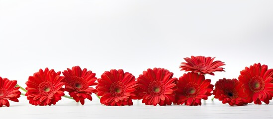 Aufkleber - Red gerbera flowers Isolated. Creative banner. Copyspace image