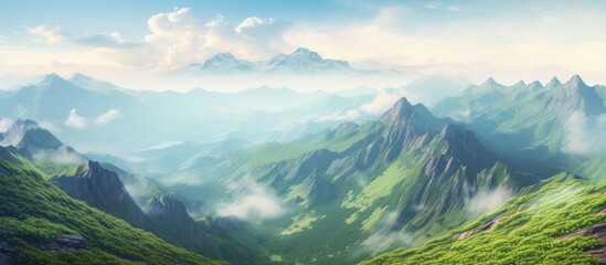 Poster - Majestic landscape of mountains Travel background. Creative banner. Copyspace image