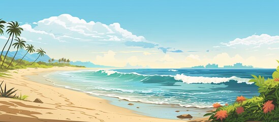 Sticker - Beautiful coast landscape in sunny day. Creative banner. Copyspace image