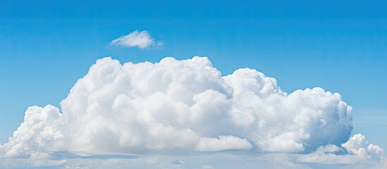Poster - white cloud in blue sky. Creative banner. Copyspace image