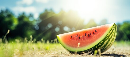Sticker - fresh melon in summer days. Creative banner. Copyspace image