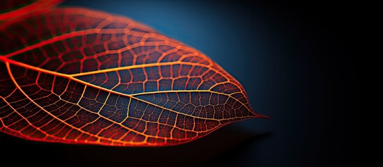 Poster - Orange and red single leaf detailed. Creative banner. Copyspace image