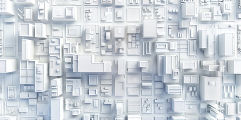 Poster - birds eye view of a modern city. urban concept. white clay 3d rendering. created with generative ai 
