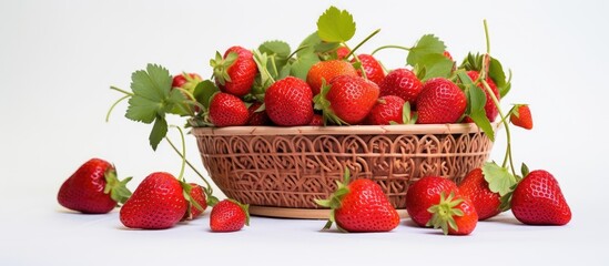 Aufkleber - strawberry basket white background. Creative banner. Copyspace image