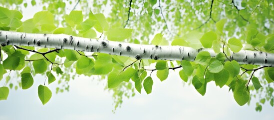 Fototapete - Birch leaves tree. Creative banner. Copyspace image