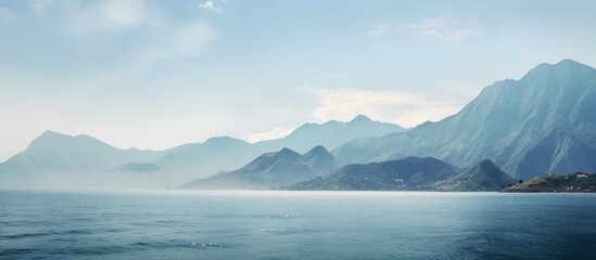 Wall Mural - beautiful landscape sea and mountain. creative banner. copyspace image