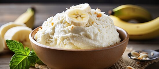 Canvas Print - homemade banana ice cream style vintage selective focus. Creative banner. Copyspace image