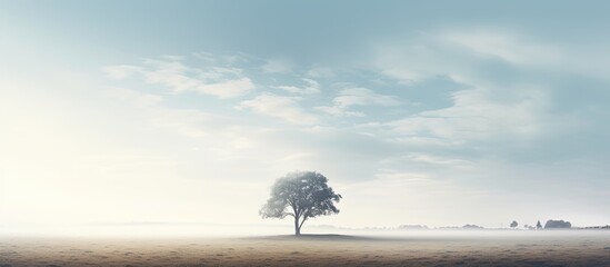Aufkleber - Photography on theme white cloudy sky in unclear long horizon photo consisting of light cloudy foggy sky on horizon without people misty cloudy sky at hazy horizon this is beautiful natural nature