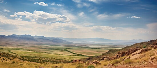 Poster - sweeping view over a landscape. Creative banner. Copyspace image