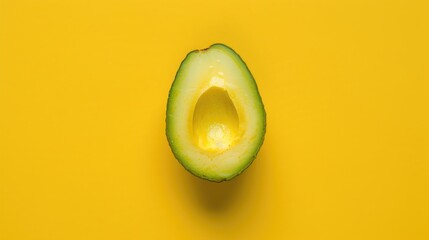 Wall Mural - Avocado on a yellow background Persea Americana or Avocado captured from above