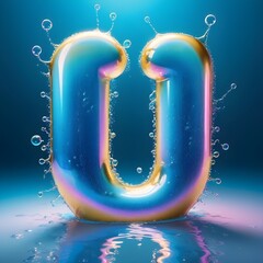Wall Mural - colorful U letter in bubbly and liquidy effect