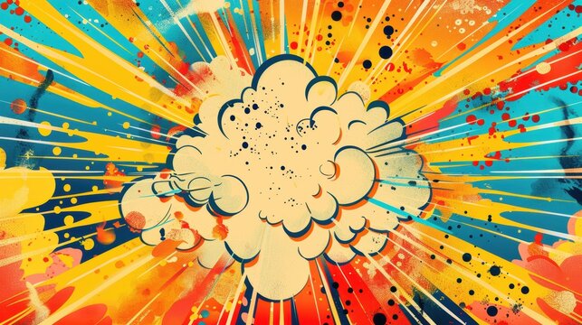 Colorful comic explosion with orange and yellow, vibrant pop art background