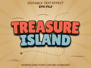 Wall Mural - treasure island text effect, font editable, typography, 3d text for games. vector template