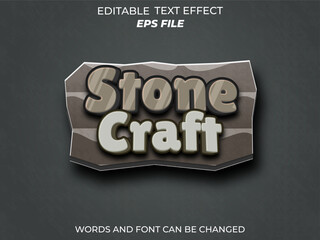 Fototapete - stone craft text effect, font editable, typography, 3d text for games. vector template