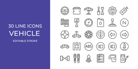 Vehicle icon illustration vector stroke editable. piston, car, oil, and more