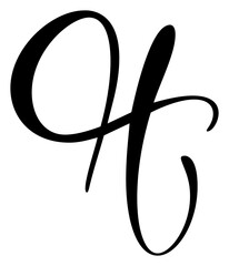 Canvas Print - Vector calligraphy hand drawn letter H logo. Script font. Handwritten brush style