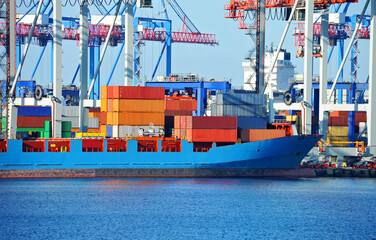 Wall Mural - Container ship under port crane